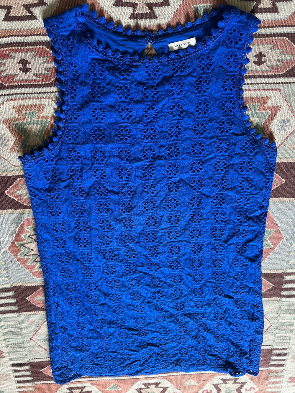 100% Cotton Sapphire Blue Lace/Crochet Sundress/Minidress